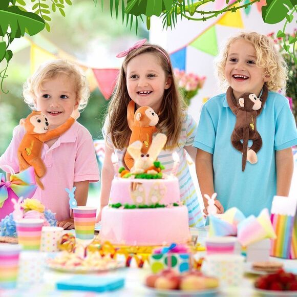 4-Pack 17.8" Hanging Stuffed Monkeys with Hook & Loop Fasteners - Plush Toy Gif - Picture 4 of 7